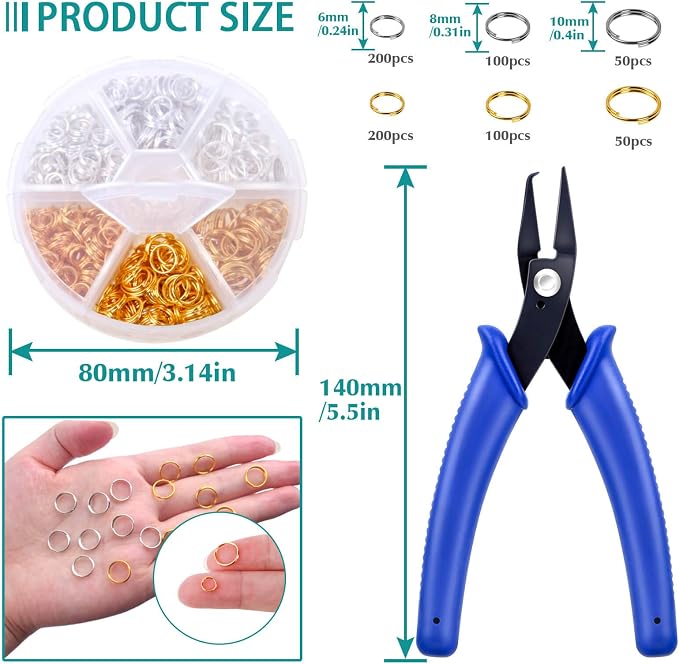 Split Rings for Jewelry Making, Caffox 700pcs Small Split Ring - Image 4