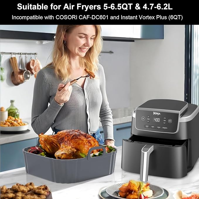 Square Silicone Air Fryer Liners 2 Pack, Compatible - Image 4