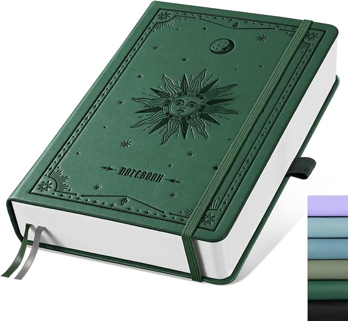 EMSHOI Lined Journal Notebook, 320 Numbered Pages, A5 Size | Leather Hardcover by EMSHOI