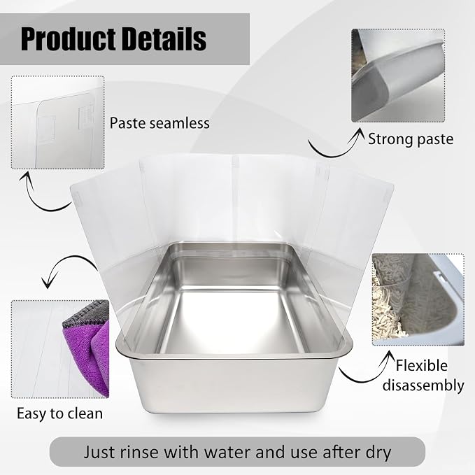 4PCS Cat Litter Box Pee Shields, Transparent Easy Clean Splash Guard - Image 3