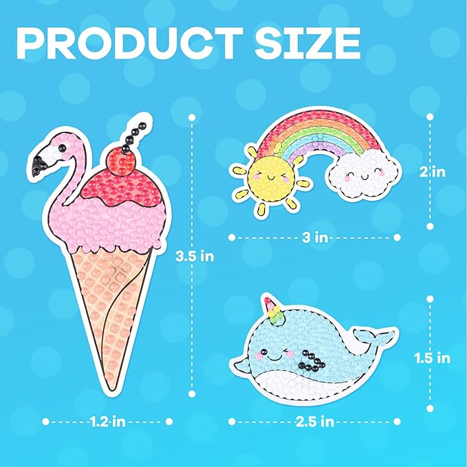 Cymbana 5D Painting Diamond Stickers Kits 25 Pcs Diamonds Dots Arts and Crafts for Kids Ages 6-8 8-12 Contains Unicorn, Mermaid, Cat