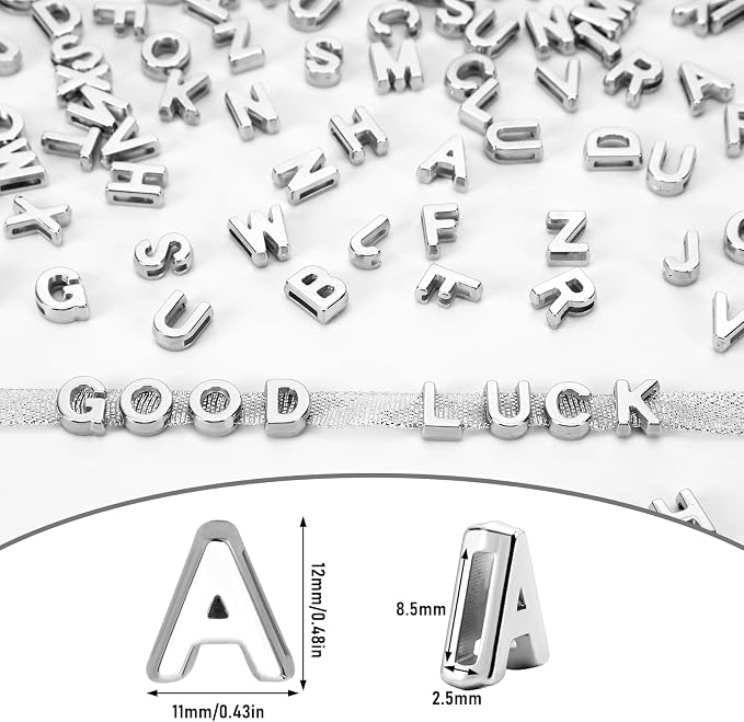 Augshy 700Pcs Silver Large Alphabet Letter Beads - Image 2