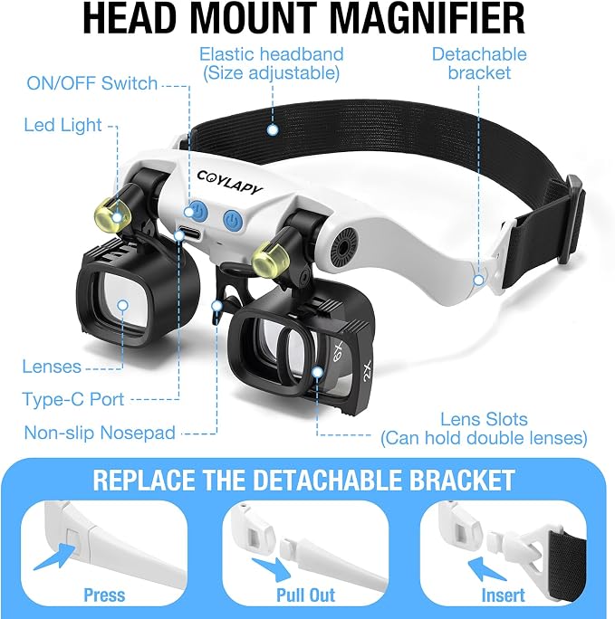 COYLAPY Magnifying Glasses for Close Work, Jewelers Magnifying Glass - Image 2