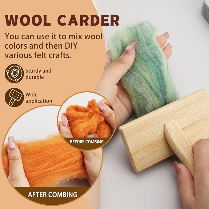 SOCNITC Needle Felting Tools Kit with7.09"× 5.91"Felting Mat and Wool Brush | - Image 3