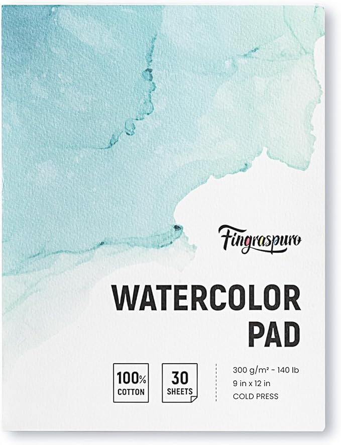 Fingraspuro 9x12 Watercolor Pad, 100% Cotton, Cold Press, 30 Sheets | 140 by Fingraspuro