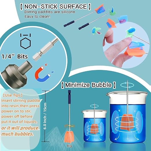 12 Pcs Silicone Resin Mixer Paddles for Drill,Resin Mixer Paddles,Paint Stirrer,Reusable Multipurpose for Resin Mixing,Paint Mixer Stirrer for Mixing Resin,Resin Mixer Molds (12, S/ 7inch)