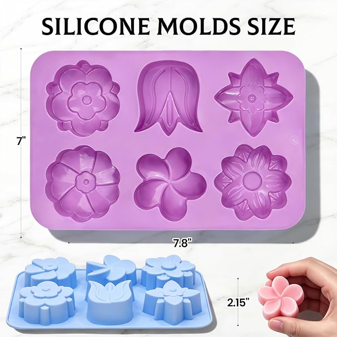 SJ Silicone Molds for Crafts, 2 Pack Tulip and Flower Soap Molds | 6 Cavities - Image 3