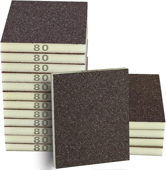 16PCS 80 Grits Sanding Sponge Coarse Sanding Block, Washable and Reusable Wet Dry Sandpaper Sponge， Sander Sponges for Wood Drywall Metal Wood