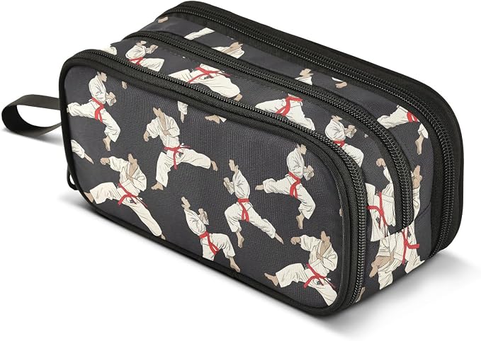 Karate Black Background Pencil Case Box Boys Girls Large Pencil Pouch Zipper by BOENLE-WELCOMEYOURCOMING