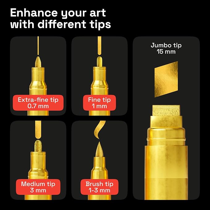 ARTISTRO 5 Gold Paint Pen for Rock, Painting - Image 2