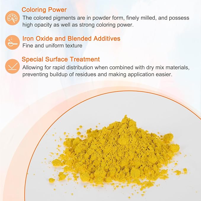 HARFINGTON Iron Oxide Powder Concrete Pigment 800 Mesh 3.5oz (100g) Iron Oxide Grout Pigment for Pastel Tile Paint Concrete Cement, Goldenrod