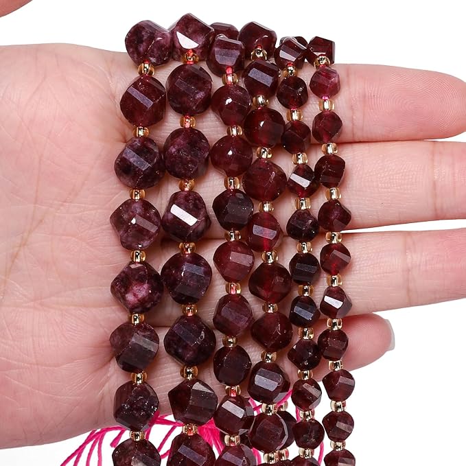 34pcs Natural Garnet Stone Beads - Image 4