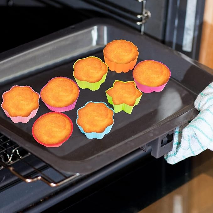 R HORSE Multi Flower-Shaped Silicone Cupcake Molds, Heat resistant, Food-grade - Image 3