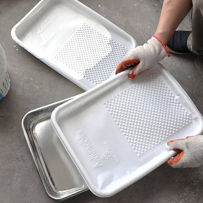 11-Pack 9 inch Disposable Plastic Paint Roller Tray -Come Up with Extra Metal Tray Liner - Ideal for DIY Painting House Projects