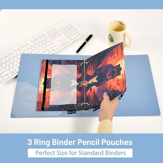 Dinosaur Pencil Pouch for 3 Ring Binder, 2 Pack Waterproof Pencil Bags Clear - Image 4