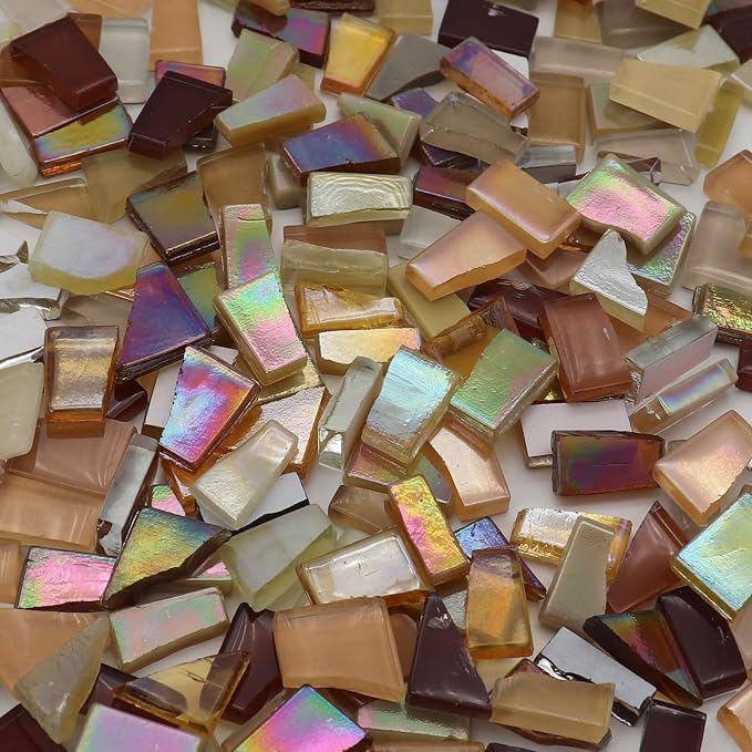 LITMIND 1.1LB Brown Mixed Irregular Glass Scraps Mosaic Tiles - Image 2