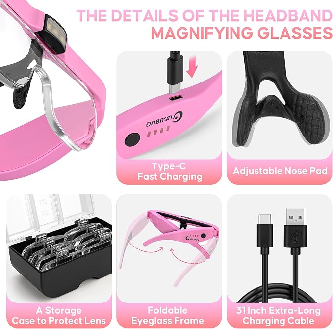 Magnifying Glass with Light, 1.5X-5.0X Magnifying Glasses, Rechargeable - Image 6