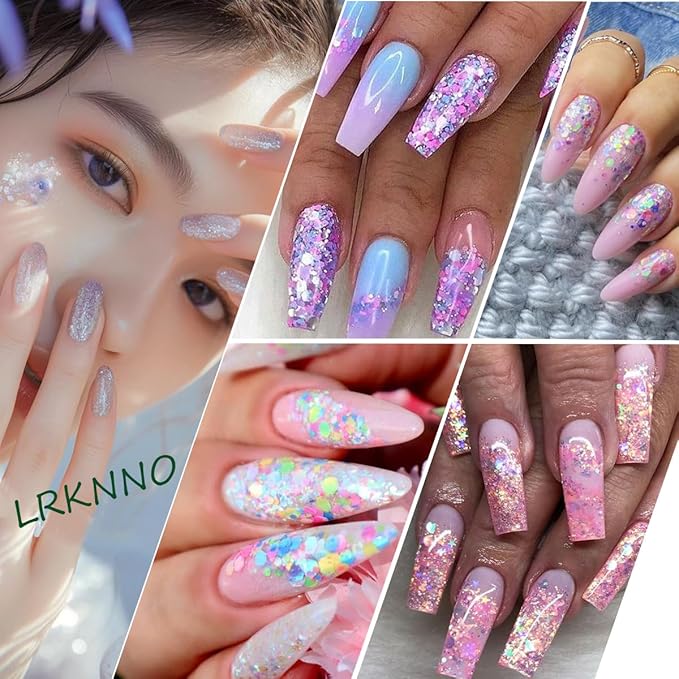 12 Colors Bling Mermaid Nail Glitter Sequins 3D Holographic Nail Glitter Flakes Hexagon Chameleon Chunky Glitter for Nail Art Sequins Mixed Iridescent Nail Flakes for Women DIY Shiny Nail Decoration