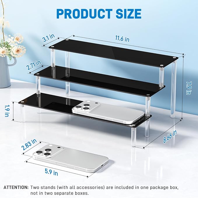 2 Packs Acrylic Display Stand Riser, 3 Tier Perfume Organizer Cupcake Stand | - Image 2