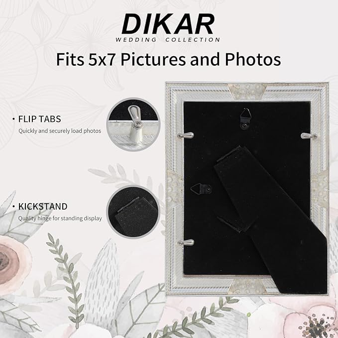 DIKAR 5x7 Picture Frame with Pearl and Crystal Decor - Image 5