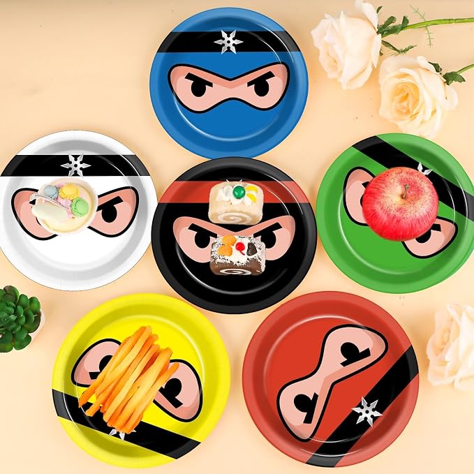 Naozinebi 72PCS Ninja Birthday Plates Karate Party Supplies Ninja Warrior - Image 4