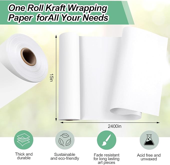 Phinus Craft Paper Roll 15''×2400'', Industrial-Grade Kraft Paper Roll - Image 2
