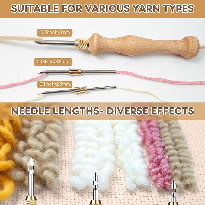 Punch Needle Kit with Storage Box, Adjustable Punch Needle Tool with 5 - Image 4