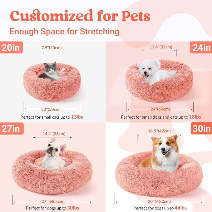 rabbitgoo Dog Bed for Small, 24 inches Machine Washable, Fluffy Donut Pet Bed - Image 5