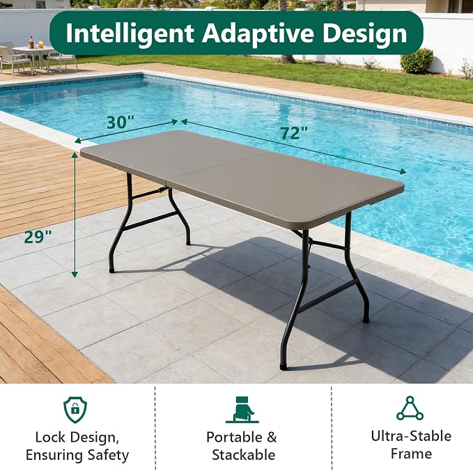 2 Pack Folding Table 6ft - Image 3