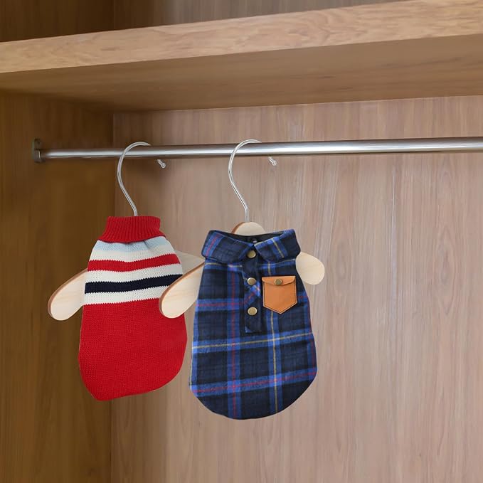 DOITOOL Wooden Dog Hangers for Pet Clothes 8.66 Inch Solid Wood Small Pet - Image 8