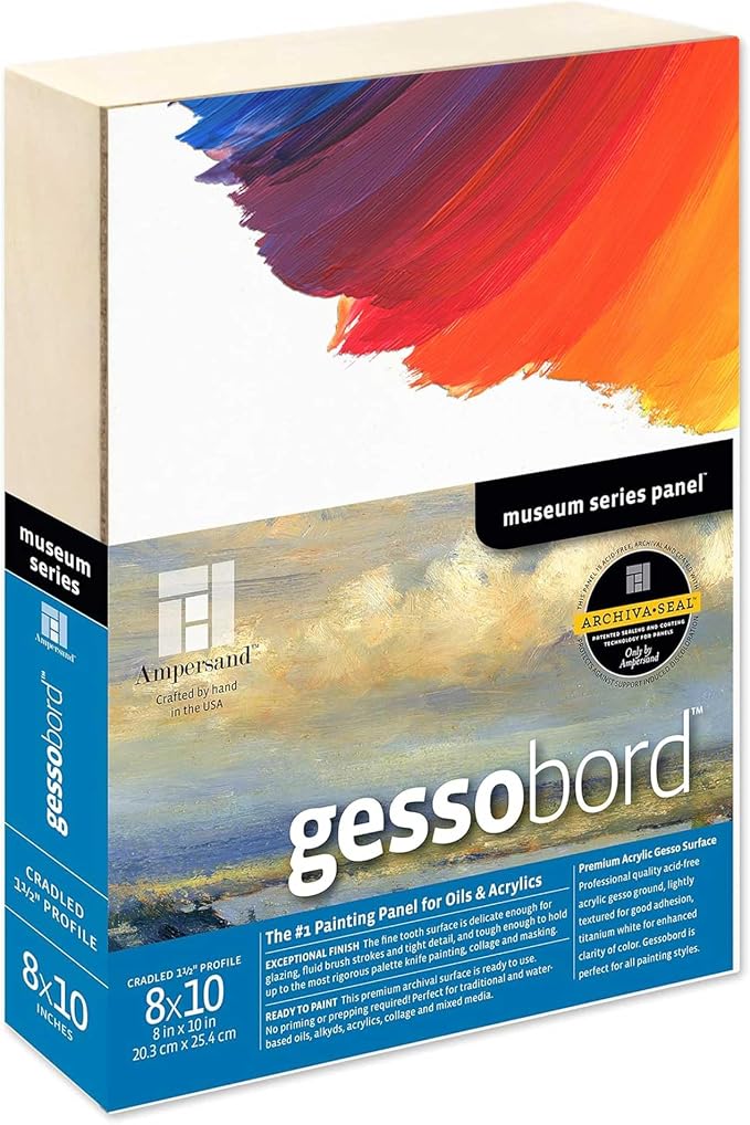 Ampersand Gessobord for Acrylic, Oil and Mixed Media, 1/8 Inch Depth, 8X10 Inch by AmpersandArtSupply