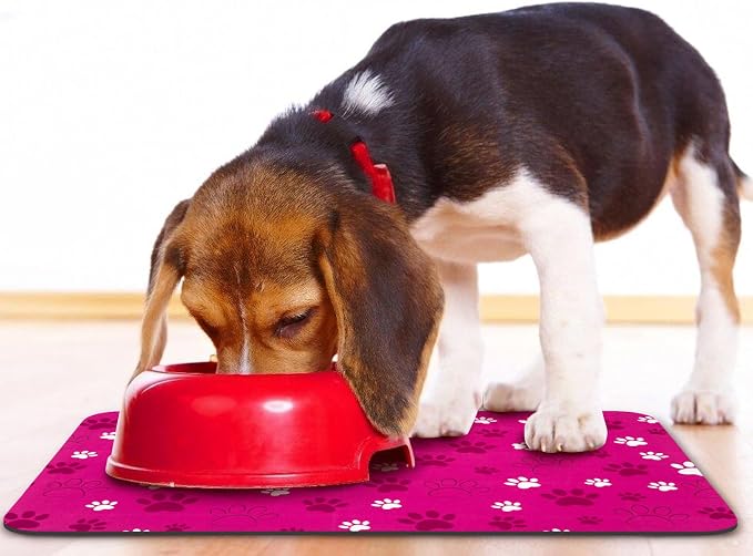 Dog Food Mat, Absorbent Water Bowl Mats Cat Pet Feeding Placemats Pink 12 * 20 - Image 6