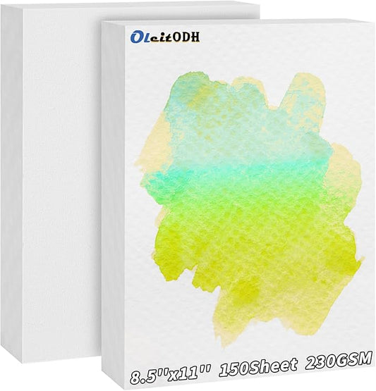 150 Sheets Cotton Watercolor Paper Bulk -230GSM Art Paper-8.5 x 11 inch Painting & Craft Paper, Finger Paints, Watercolor, Tempera, Drawing, Art Room & Home School Crafts