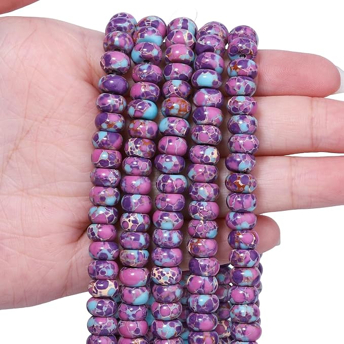 Songxi 5x8mm Natural Purple Blue Emperor Stone Rondelle Beads, Gemstone by SongXi