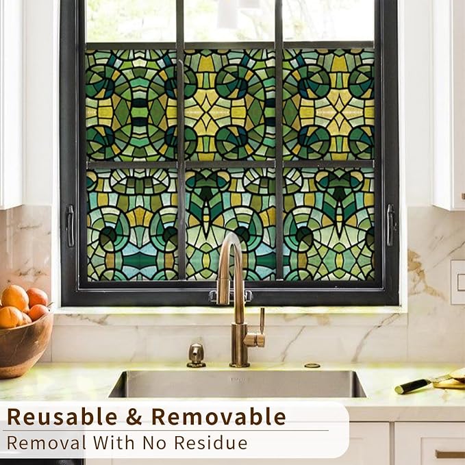 funlife Original Hand-Drawn Stained Glass Window Film, Reusable Double-Sided - Image 5