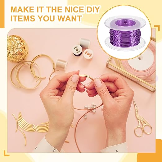 uxcell 20 Gauge / 0.8mm Anodized Aluminum Wire for Jewelry Craft Making, 102 Feet Bendable Flexible Wire for DIY Home Decor Gardening Sculpture, Purple