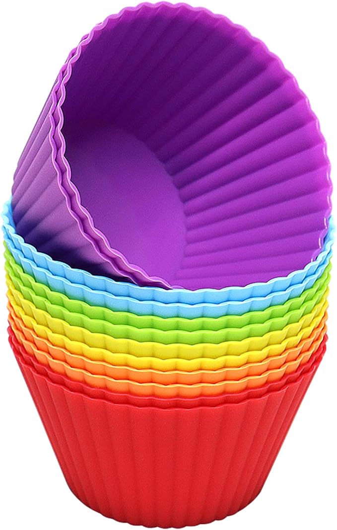 Extra Large Silicone Cupcake Muffin Cups 12 Pack, 3.54 Inch | Non-stick by Pharamat