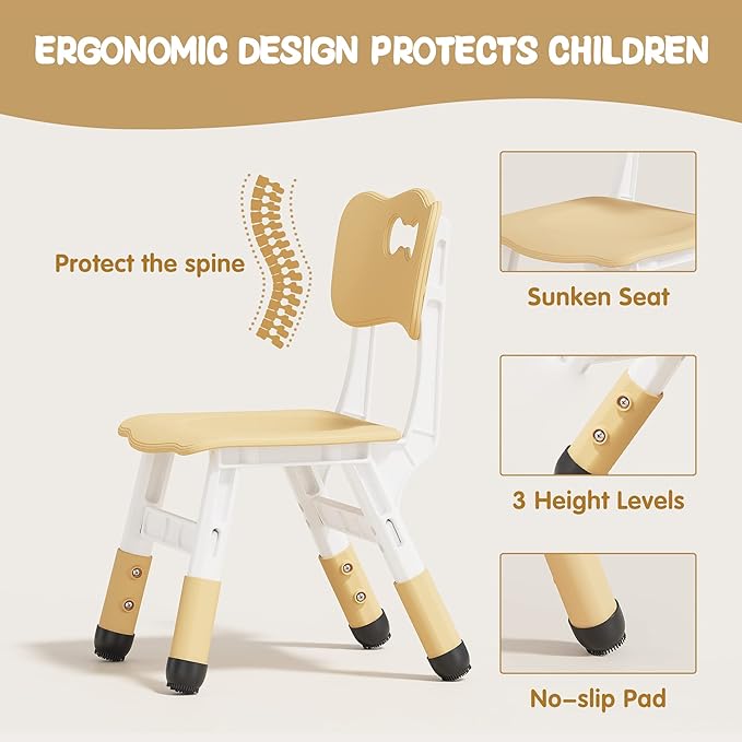 Brelley Height Adjustable Toddler Table and 4 Chairs Set, Graffiti Desktop - Image 5