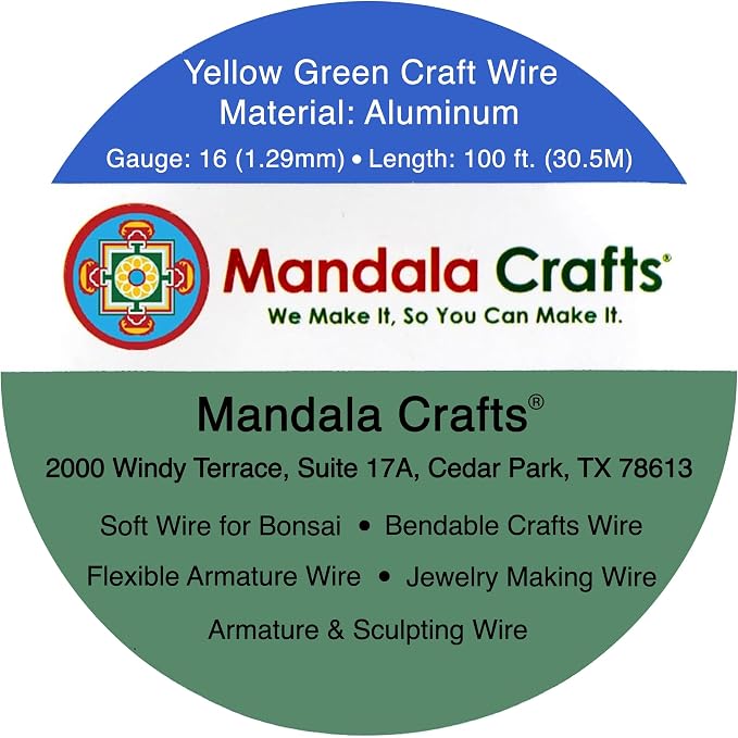 Mandala Crafts 16 Gauge Yellow Green Anodized Aluminum Craft Wire, 100 FT | - Image 3