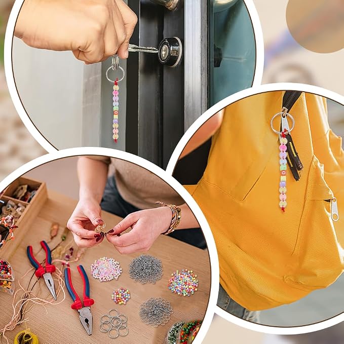 CRAFTYMELODY 606Pcs DIY Keychain Making Crafts Kits Beaded Keychain Making Kit - Image 4