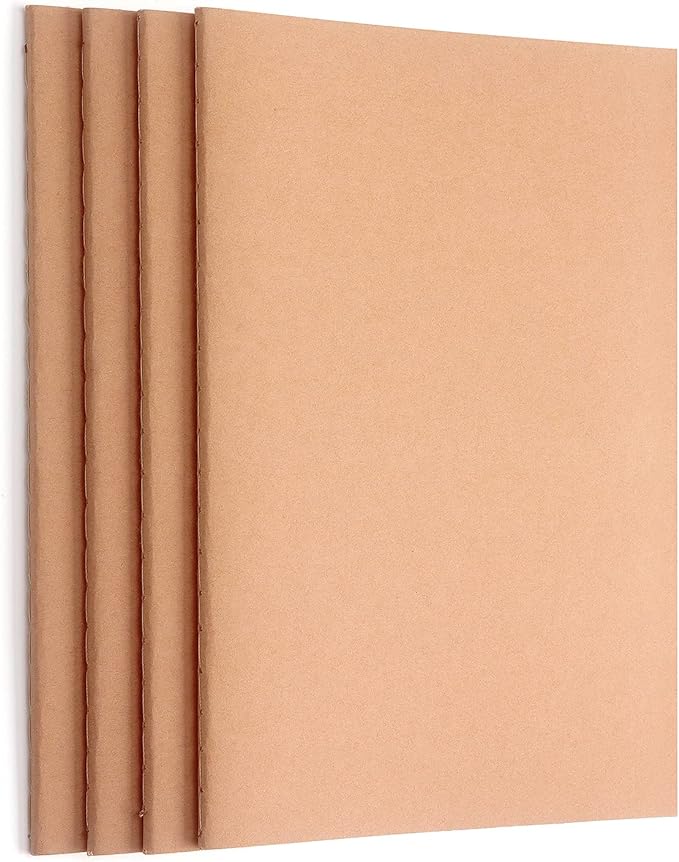 ZZTX 4 Pack Blank Kraft Notebooks A5, 36 Pages, 8.3 X 5.5 Inch | Kraft cover by ZZTX