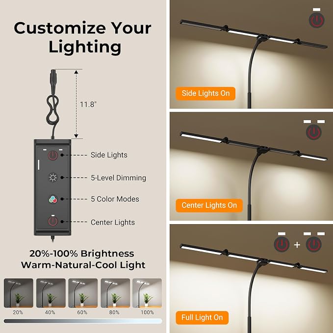 LED Desk Lamps for Home Office, Adjustable Swing Arm Desk Lamp - Image 6