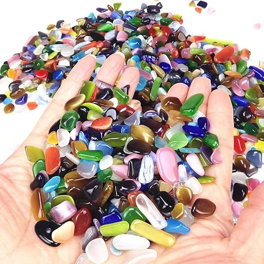 1 Lb Decorative Crystal Pebbles Irregular Shaped Colorful Opal Stones Cat's Eye by SEEKUP