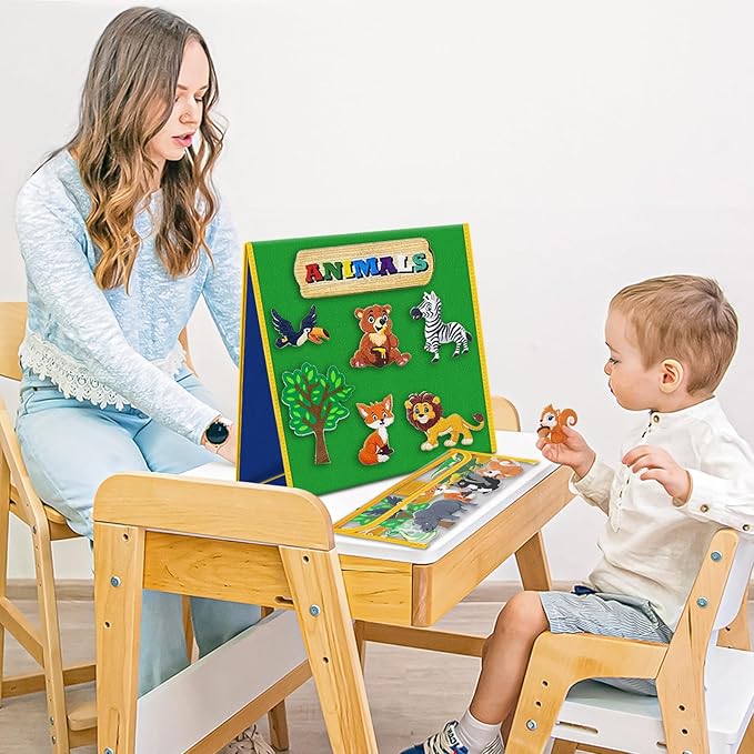 Foldable Felt Board - Double-Sided Flannel Story Board for Preschool Learning, Interactive Storytelling & Play | 13" x 12" Portable Felt Play Board for Home & Classroom Use