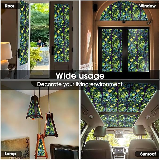 16“x118 Night Forest Plants Double Side Window Films Art Decorative Window - Image 5