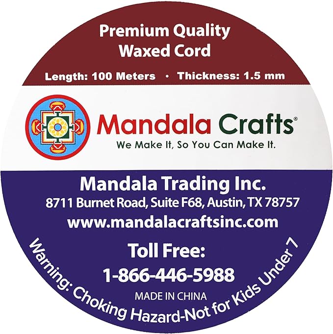 Mandala Crafts 1.5mm 109 Yards Yellow Cotton Waxed Cord for Jewelry Making Bracelet Cord Waxed String - Beading String Thread Jewelry Cords for Necklaces String
