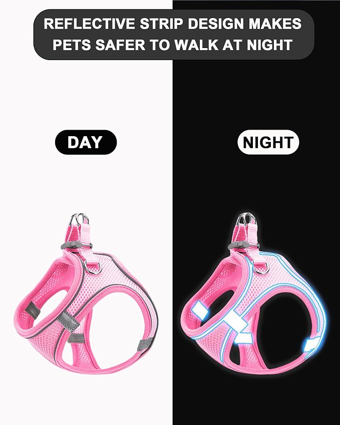 S Red Soft Mesh Dog Harness and Leash Set, No Escape Puppy Harnesses - Image 3