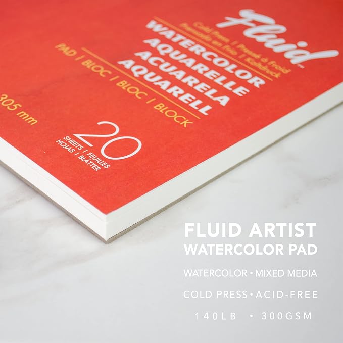 Fluid Watercolor Paper Fold Over Pad, 11 x 15 inches, 20 White Sheets 140 lb - Image 6