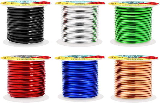 Mandala Crafts 10 Gauge Anodized Aluminum Craft Wire for Jewelry Making - 120 FT Colored Flexible Silver Copper True Blue Black Red Kelly Green Wire - Bendable for Bonsai Armature Crafting Sculpting