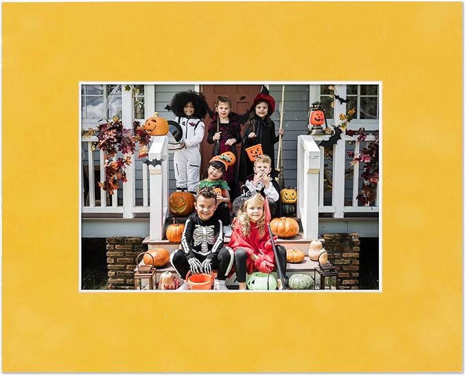 11x14 Mat Bevel Cut for 8.5x11 Photos - Acid Free Sunrise Yellow Suede Precut Matboard - For Pictures, Photos, Framing - 4-ply Thickness